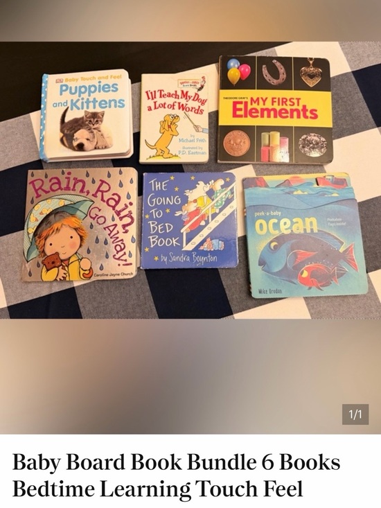 Other - Baby Board Book Bundle 6 Books Bedtime Learning Touch Feel